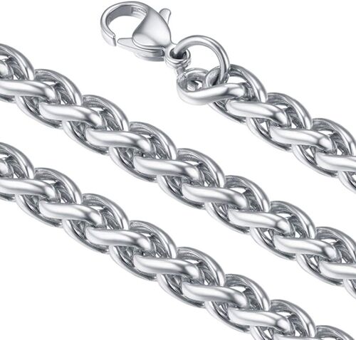 Kal-6mm Collier Chaine Acier Inoxydable Maille Spiga Blé Lien Wheat Acier Inoxydable Chaînes Pour Pendentif 45/50/55/60/65/70/75 Cm Bijoux Cadeau Homme Femme Garçon
