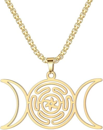 Kal-Collier De La Roue De La Déesse Hécate Collier Pendentif Strophalos Collier Symbole Hécate Collier En Acier Inoxydable Amulette Païenne Wicca Bijoux