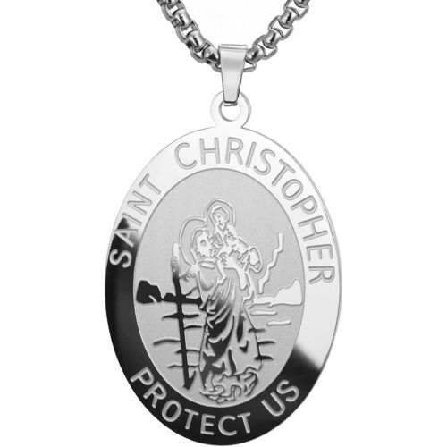 Kal-Collier Saint Christophe Médaille Saints Protection Religieuse Amulette Pendentif Chaîne De Collier Pour Femmes Hommes