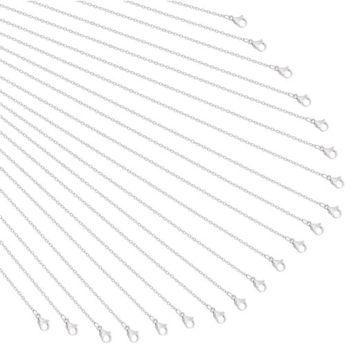 KAL-20 Brins Collier Chaîne Avec Fermoir Mousqueton, 61.5Cm Chaîne En Fil De Fer Argenté Chaîne Collier En Acier Inoxydable 304 Pour Montres Poche Conception Collier Diy Fabrication Bijoux