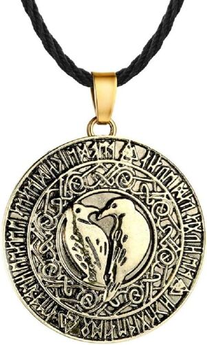 Kal-Collier Corbeau Pour Homme, Collier Pendentif Corbeau Celtique Nordique Avec Chaîne De 19,7 Po, Collier D'amulette De Runes Vikings, Collier De Couple De Corbeau Ancien