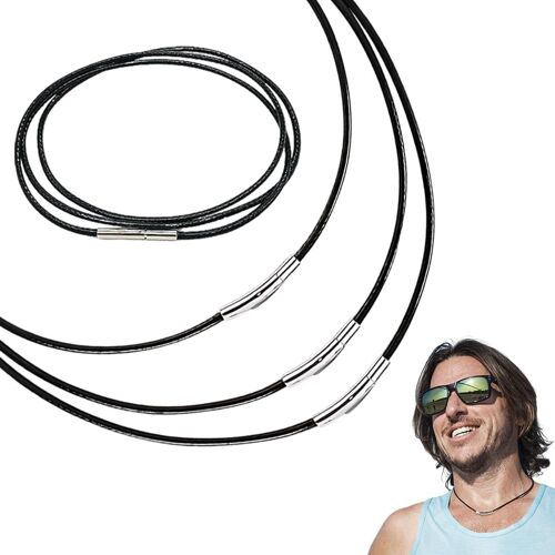 Kal-4 Pièces Colliers En Cuir Tressé Homme Bande De Cuir Avec Fermoir Sans Pendentif Chaine De Couleur Noir Pour Hommes Et Femmes Tailles 40/45/50/55cm