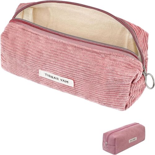 Kal-Trousse À Crayons Au Design Simple Pour Filles, Trousse À Crayons En Velours Côtelé, Peut Être Utilisée Comme Trousse De Voyage Ou Trousse De Maquillage, Portefeuille, Étui À Lunettes Et Pochette