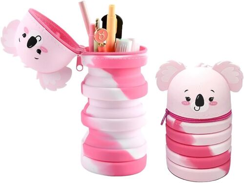 Kal-Trousse Scolaire,Trousse Koala,Trousse Pour Stylo En Silicone,Trousse Ecole 2 En1 En Silicone Souple Kawaii,Fermeture Eclair En Silicone,Porte-Plume,Trousse Scolaire,Sac Rangement Papeterie