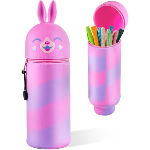 Kal-Trousse Kawaii, Trousse En Silicone 2 En 1, Trousses Scolaire En Silicone Souple Pour Crayons, Trousses Pour L'école Et Le Bureau