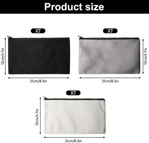 TIANYI-21 Pièces Sacs en Tissu DIY Blancs: Petits, Facilement Transportables, Sacs à Peindre, Parfaits pour Le Bricolage à Domicile, Les Voyages et L'école (12 * 21cm, Gris/Beige/Noir)