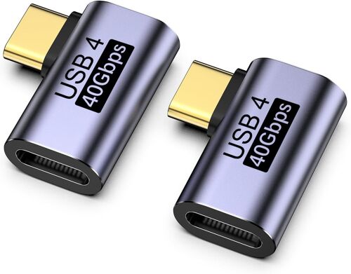 KAL-Usb C Winkelstecker 90 Degrés, 2Pcs Usb C Winkelstecker 40 Gbps, Pd100W Und 8K @60Hz, Usb C 90 Grad Adapter