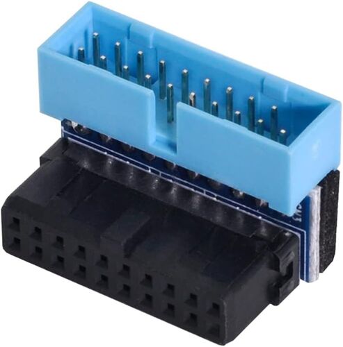 KAL-Cablecc Adaptateur d'extension USB 3.0 20 broches mâle vers femelle coudé à 90 degrés pour câble de carte mère