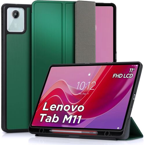 ELVORIX-Coque pour Lenovo Tab M11 11'' avec Porte-Stylo,Ultra Fin Protection Etui en Arrière en TPU avec Support,Réveil/Sommeil Automatique,Housse pour Lenovo M11 11 Pouces TB330FU/TB330XU,Vert foncé