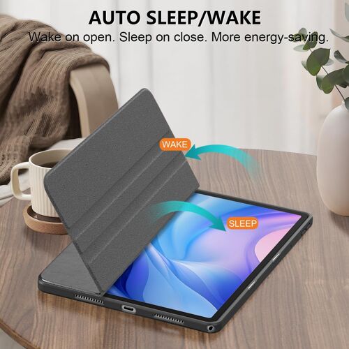 Coque Compatible with Lenovo Tab M11 11 Pouces 2024 Tablette, with Porte-Stylo Étui de Protection Antichoc avec Coque Rigide Transparente à l'arrière,Veille/Réveil Automatique,Noir