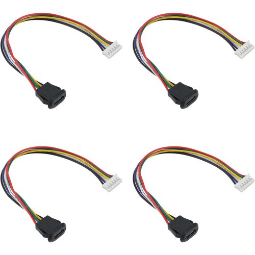 KAL-4Pcs Câbles Usb-C Vers 6 Broches Étanches Pas De Prise Usb-C 2,0 Mm Pour Connecter Des Appareils Mobiles Des Ordinateurs Portables Des Tablettes