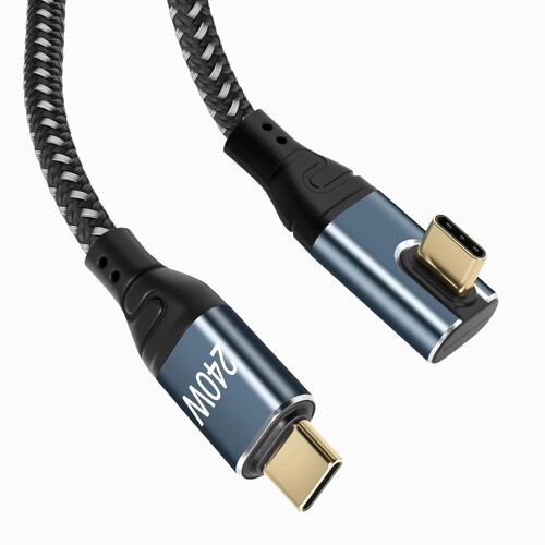KAL-Câble Usb C Avec Coude À 90° - Pour Téléphones Portables Usb-C - 240 W - 1 M