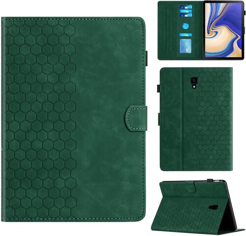 KAL-Coque Pour Samsung Galaxy Tab S4 10.5 2018 Modèle Sm-T830/T835 Boîtier Avec Support Avec Fente Pour Carte, Motif Hexagonal Structuré Housse En Similicuir Pour Galaxy Tab S4 10.5"", Vert