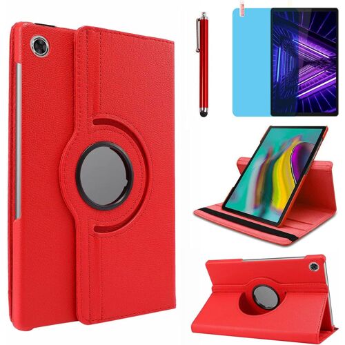 KAL-Étui Housse Coque Pour Lenovo Tab M10 Plus 10.3 Inch 2020 (Tb-X606F Tb-X606X) - 360 Degrés Rotation Full Protection Kickstand Case Cover,Avec Un Stylo,Écran Film (Red)