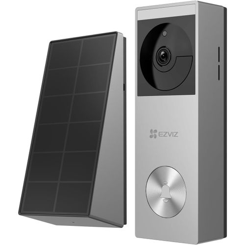 Cp3 Pro Sonnette Vidéo Connectée Sans Fil, Caméra Intégrée Avec Panneau Solaire Et Batterie 5200 Mah, Résolution 2K Et Vision Nocturne Couleur, Détection De Personnes/Pir, Stockage Emmc 8 Go