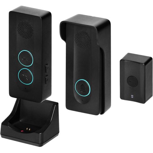 Sonnette Sans Fil Exterieur Etanche Interphone Exterieur Avec Pile Rechargable Usb-C Carillon Sans Fil Pour 1 Famille Noir Et Parlophone Sans Combiné