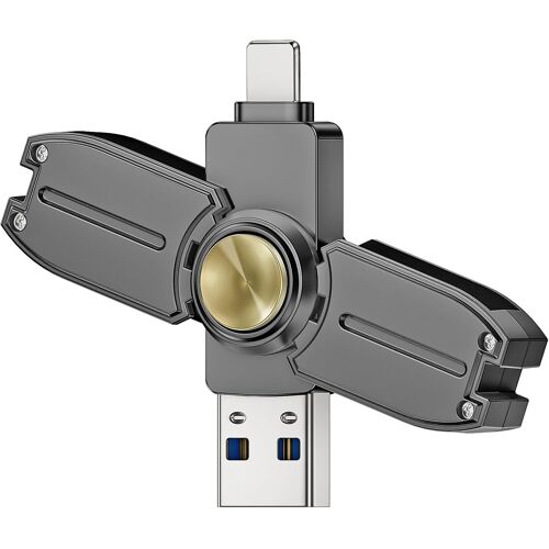 USB Flash Drive for iPhone Storage with 128 GB Spinning Top Design, USB Flash Drive for iPhone 3 in 1 Compatible with iOS/Android/PC/Mac/Tablet, for Mobile Storage and Anti-Stress Use