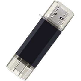 Lot de 2 clés USB C 16 Go double flash de type C + clé USB A 2 en 1 pour stockage et sauvegarde (2 x 16 Go, noir et bleu)