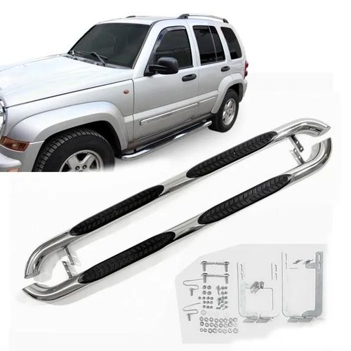 J&j Automotive | Tubes Marche-Pieds Latéraux Marche Pieds Compatible Avec Jeep Cherokee 2001-2006, 2 Pcs, Fixation