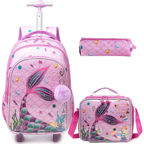 ASFASFq-Egchescebo Zaino Trolley Scuola Elementare Rimovibile Bambina con Viaggio