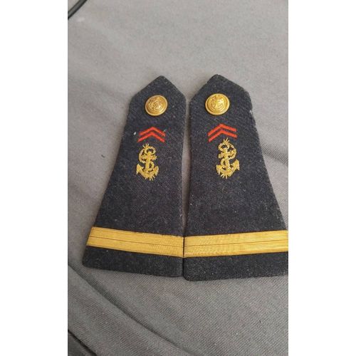 Paire Epaulette Adjudant Chef Brodé Troupes De Marine