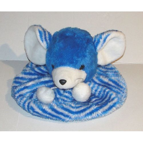 souris range pyjama rayé bleu peluche vintage nounours