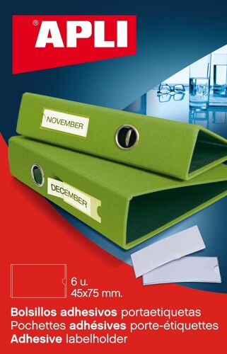 Apli Pochette De 6 Porte- Étiquettes Adhésifs 45 X 75 Mm