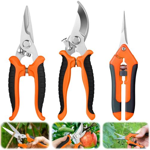 ASFASFq-HYran Secateur de Jardin, 3 Pièces Cisaille de Jardin, Sécateurs et Ciseaux de Jardinage, Ciseaux Bonsai, Sécateur Gardena, Ciseaux Jardinage pour Tailler Arbustes, Légumes, Fruits, Fleurs