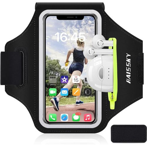 Senior-Brassard De Sport Avec Poche Écouteur Universel Brassard Course De Ajustable Pour Iphone 15 14 13 12 11 Pro Xr Xs X 8 7,Galaxy A51s/S10+/S9/S8 Brassard Telephone Jusqu'à 6.9"" Pour Jogging [L2093]