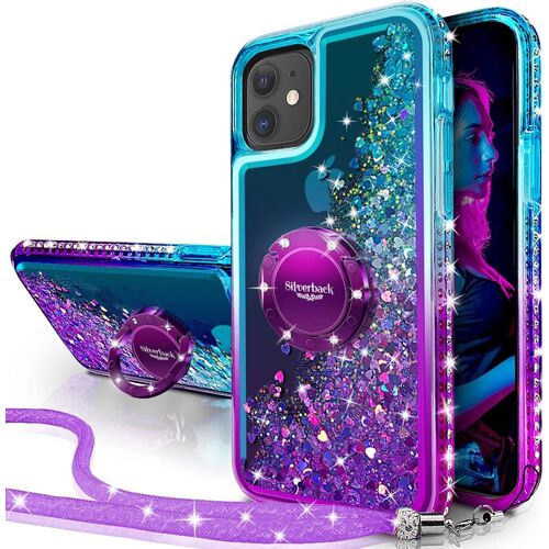 KALANKA-Coque pour iPhone 11, Fille Silicone Paillette Bling Glitter de Luxe avec Support, Liquide Gel Housse Etui de Protection pour Apple iPhone 11 6.1¿ - Pourpre