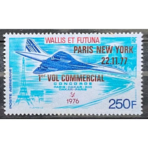 Timbre Neuf* Poste Aérienne Wallis Et Futuna 1976 Y&T 71 Surcharge Premier Vol Commercial Paris-New York