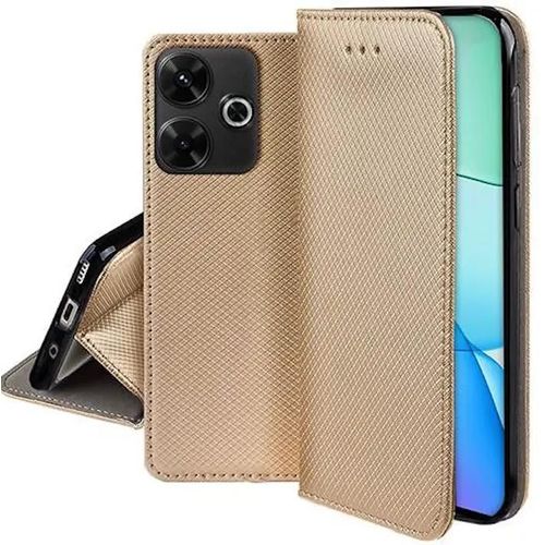 Housse Pour Xiaomi Redmi 13 4g Et Poco M6 4g - Etui Coque Pochette Portefeuille + Verre Trempe - Or Magnet