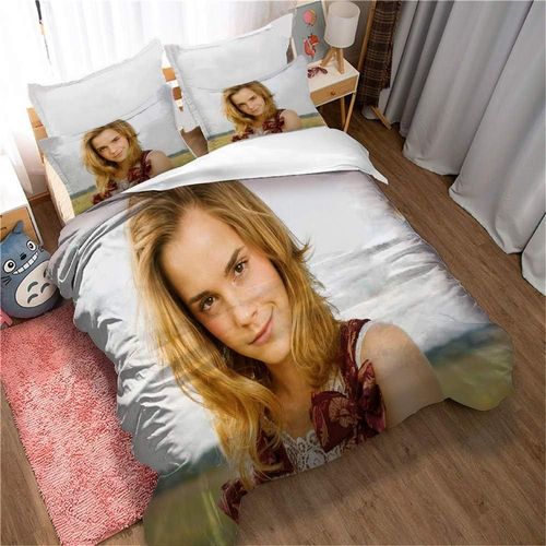 Parure De Lit 3 Pieces Réversible Emma Watson Avec Housse De Couette Ste-X Et Fermeture Éclair, Microfibre Ultra Douce, Photo