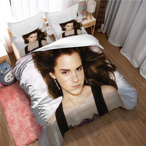 Parure De Lit 3 Pieces Réversible Emma Watson Avec Housse De Couette Ste-X Et Fermeture Éclair, Microfibre Ultra Douce, Photo