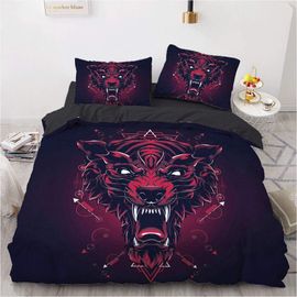 Parure De Lit Ste-X En Coton Noir, Motif Animaux Cool, Housse De Couette 135 X 200 Cm Et 2 Taies D'oreiller 80 X 80 Cm, Certifiée Oeko-Tex Standard 100, Tigre