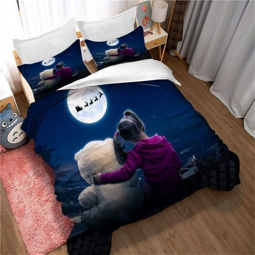 Housse De Couette Chaude Automne-Hiver Avec Fermeture Éclair, Parure De Lit 3 Pieces Pour Enfants Et Adolescents, Pour Dortoir D'hôtel, Fille Et Ours