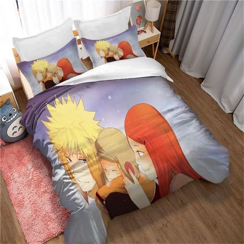 Housse De Couette Chaude Automne-Hiver Avec Fermeture Éclair, Parure De Lit 3 Pieces Pour Enfants Et Adolescents, Naruto