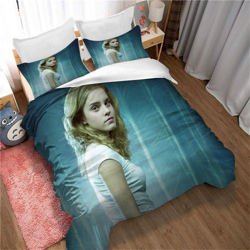 Housse De Couette Chaude Automne-Hiver Avec Fermeture Éclair, Parure De Lit Emma Watson 3 Pieces Pour Dortoir D'hôtel, Photo