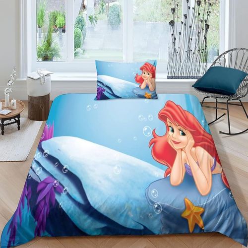 Couverture Polaire 3d Réversible Et Ultra Douce, Motif Dessin Anime La Petite Sirène, Ideale Comme Cadeau Pour Enfants Et Adultes.