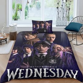 Housse De Couette Mercredi Addams 3d Mercredi Série Tv Design Housse De Couette Douce Et Confortable Housse De Couette Respirante Housse De Couette Filles Garçons Parure De Lit Sim