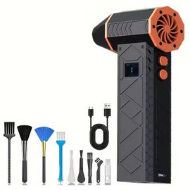 Ventilateur à réaction turbo Xiaomi 280000 Plumeau d'air électrique à RPM,vitesse du vent réglable,Turbo,ventilateur violent,lumière Rechargeable,nettoyage de voiture - Type orange