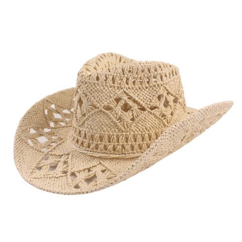Chapeau De Cowboy Western Fait Main Pour Hommes Et Femmes,Casquette De Jazz Pour Dames,Chapeau De Plage Pliable,Chapeaux De Soleil,Chapeau De Pêche,Paille Vintage,2023 - Type Yellow