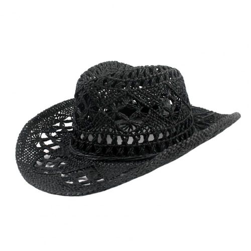 Chapeau De Cowboy Western Fait Main Pour Hommes Et Femmes,Casquette De Jazz Pour Dames,Chapeau De Plage Pliable,Chapeaux De Soleil,Chapeau De Pêche,Paille Vintage,2023 - Type Black