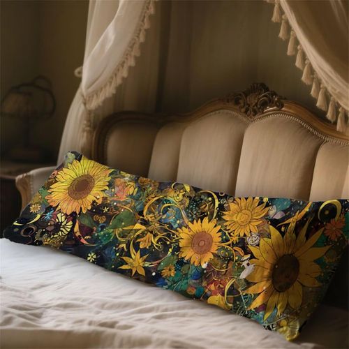 Moderne Coussin De Grossesse 50x130cm Oreiller De Corps Tournesol Housse Coussin Pour Dormeur Long Sur Le Côté,Traversin Oreiller De Corps Velour Pillow Case,Pour La Maison Chambre Lit Canapé Lyd-524