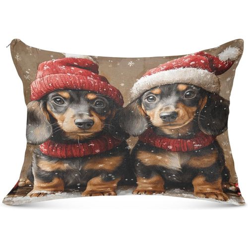 Housse De Traversin Long Rouge Avec Chapeau De Noël Pour Chien ¿ Coussin De Corps Et De Cou ¿ Housse De Traversin Orthopédique Pour Soins Infirmiers Et Grossesses 53,34 X 137,2 Cm