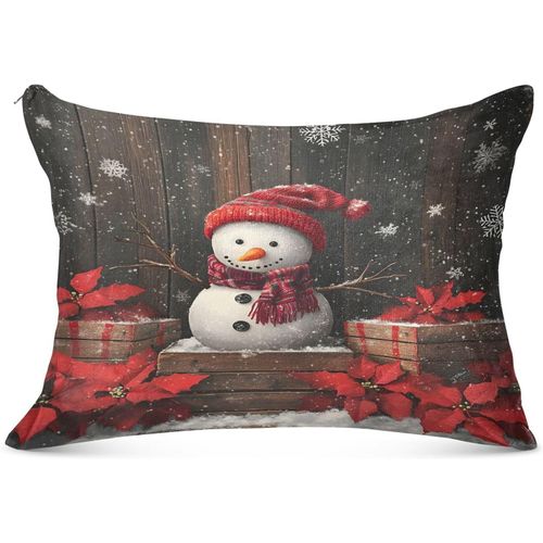 Housse De Traversin De Noël Chaude En Hiver Avec Motif Bonhomme De Neige ¿ Coussin De Corps Et De Cou ¿ Housse De Traversin Orthopédique Pour Allaitement, Grossesse, 53,34 X 137,2 Cm