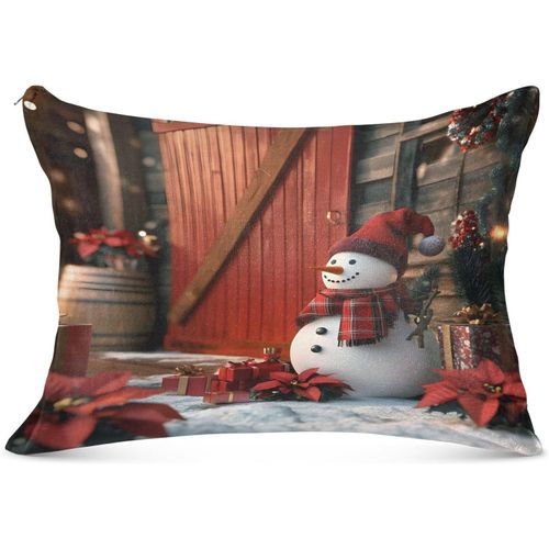 Housse De Traversin De Noël Chaude En Hiver Avec Motif Bonhomme De Neige ¿ Coussin De Corps Et De Cou ¿ Housse De Traversin Orthopédique Pour Allaitement, Grossesse, 53,34 X 137,2 Cm