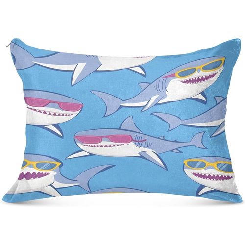 Housse De Traversin Long En Hiver Avec Motif Requin Mignon Portant Des Lunettes De Soleil ¿ Coussin De Corps Et De Cou ¿ Housse De Traversin Orthopédique Pour Allaitement, Grossesse, 135,34 X