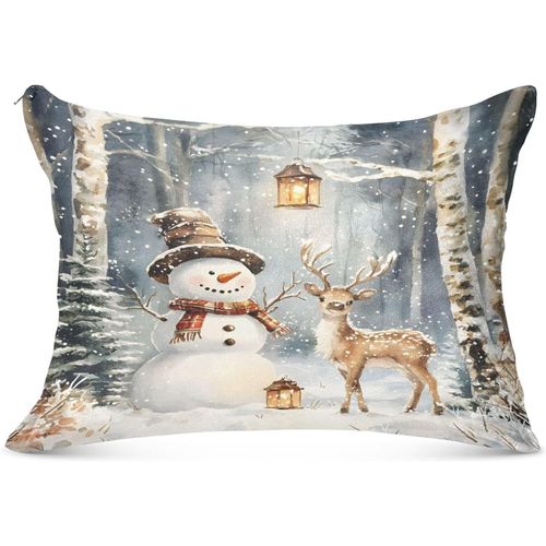 Housse De Traversin De Noël Chaude En Hiver Avec Motif Bonhomme De Neige ¿ Coussin De Corps Et De Cou ¿ Housse De Traversin Orthopédique Pour Allaitement, Grossesse, 53,34 X 137,2 Cm