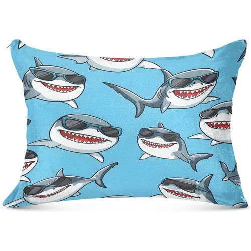 Housse De Traversin Long En Hiver Avec Motif Requin Mignon Portant Des Lunettes De Soleil ¿ Coussin De Corps Et De Cou ¿ Housse De Traversin Orthopédique Pour Allaitement, Grossesse, 135,34 X